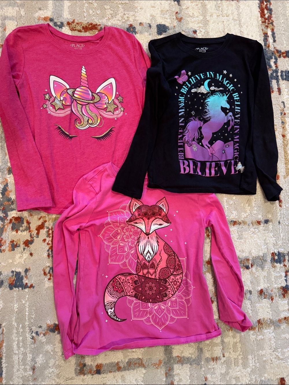 The Children's Place Girls' Long-Sleeve Graphic Tees - Pink & Black